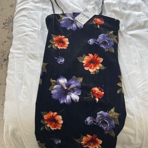 Forever 21, Black velvet floral tube mini dress, Size S
